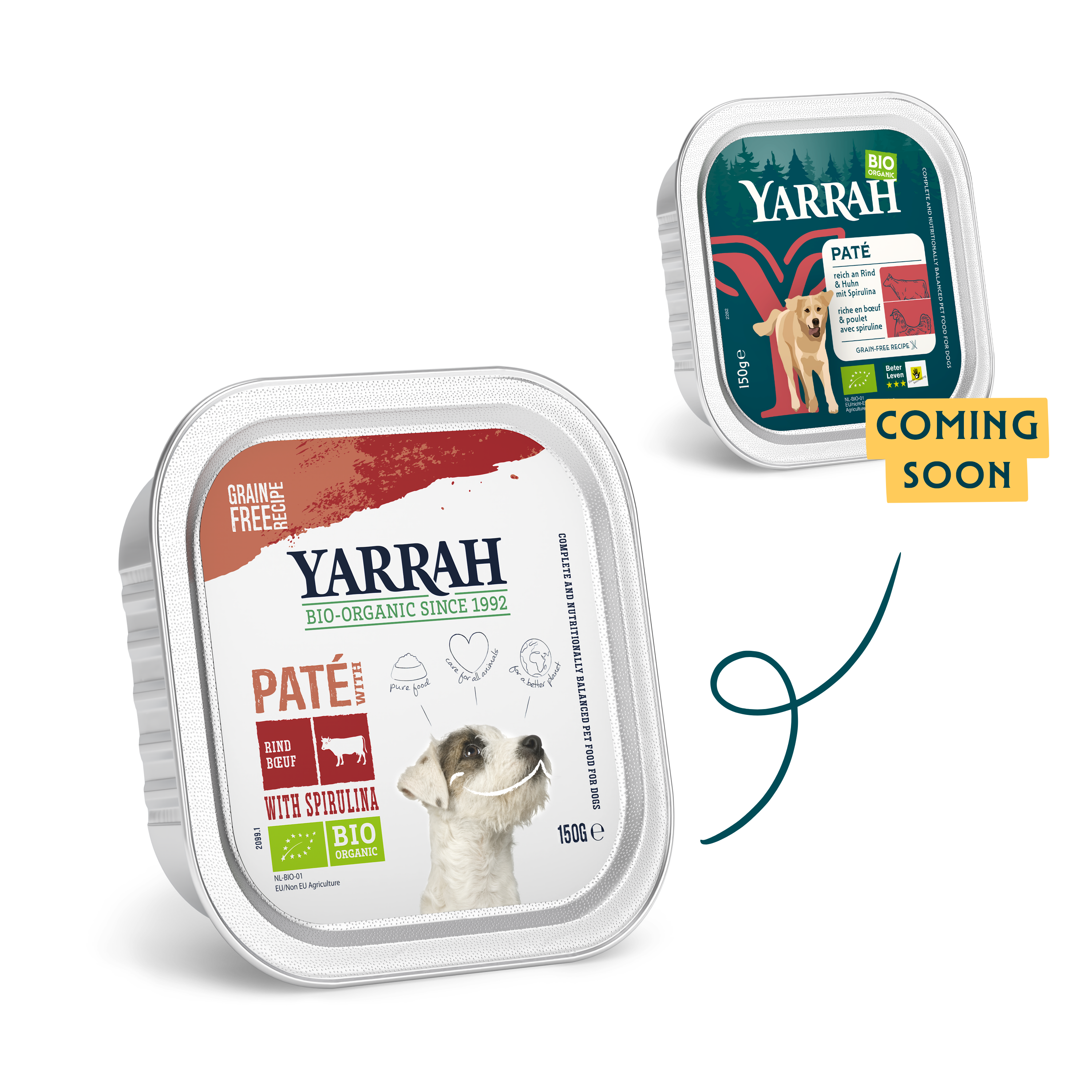 Organic dog food pâté with beef and chicken