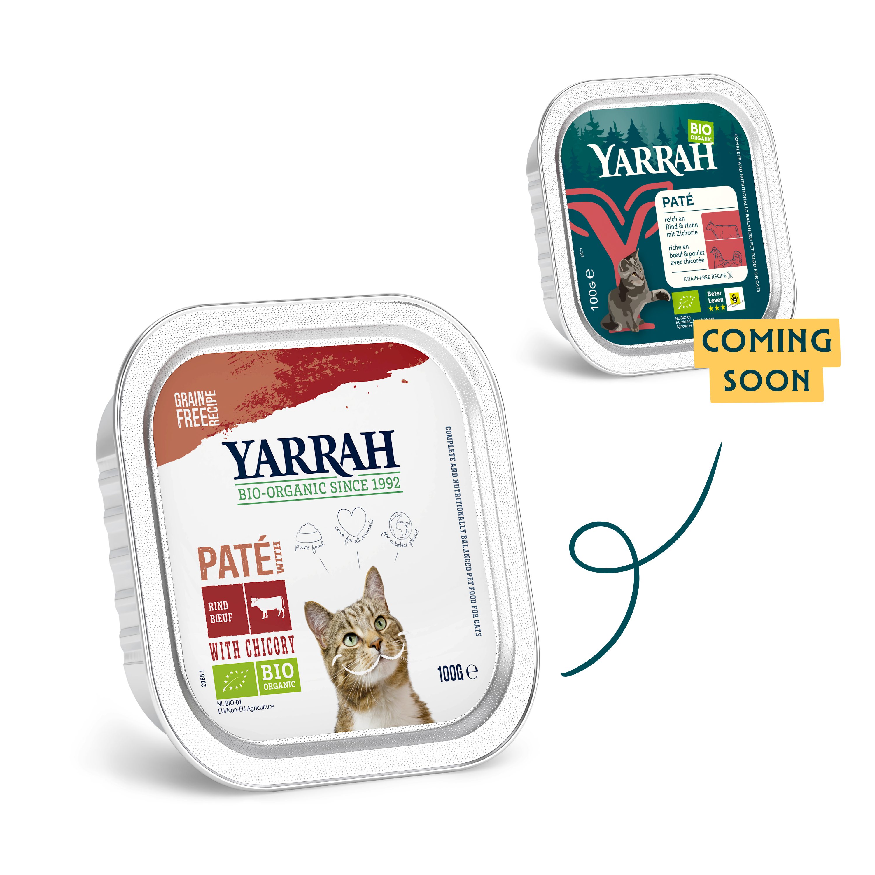 Organic cat food pâté with beef and chicken