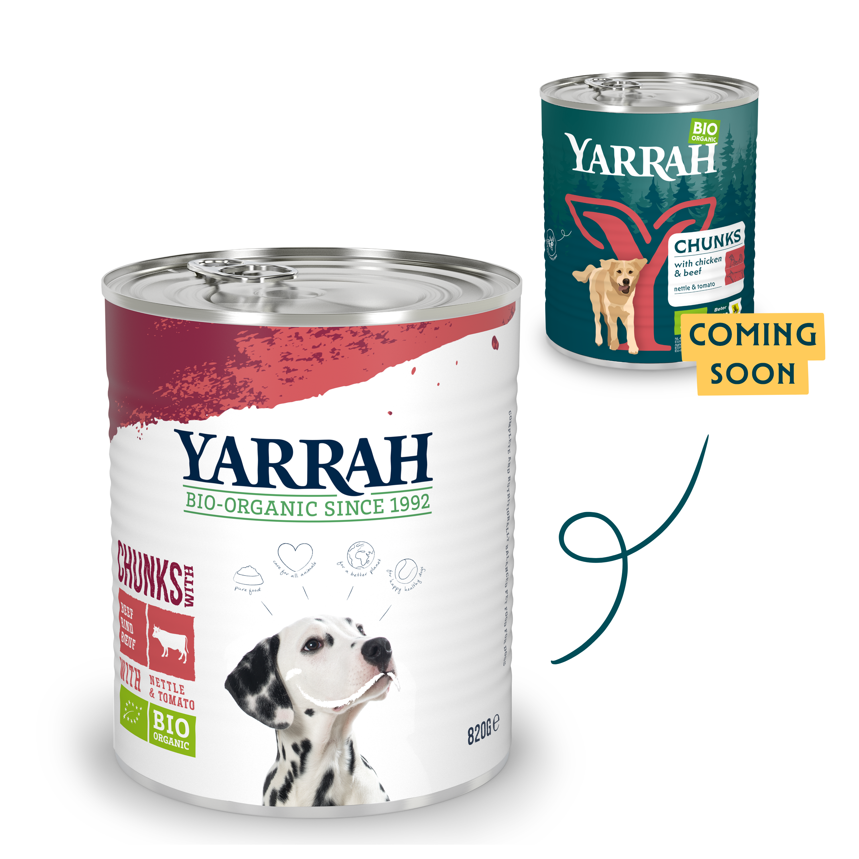 Organic dog food chunks with beef