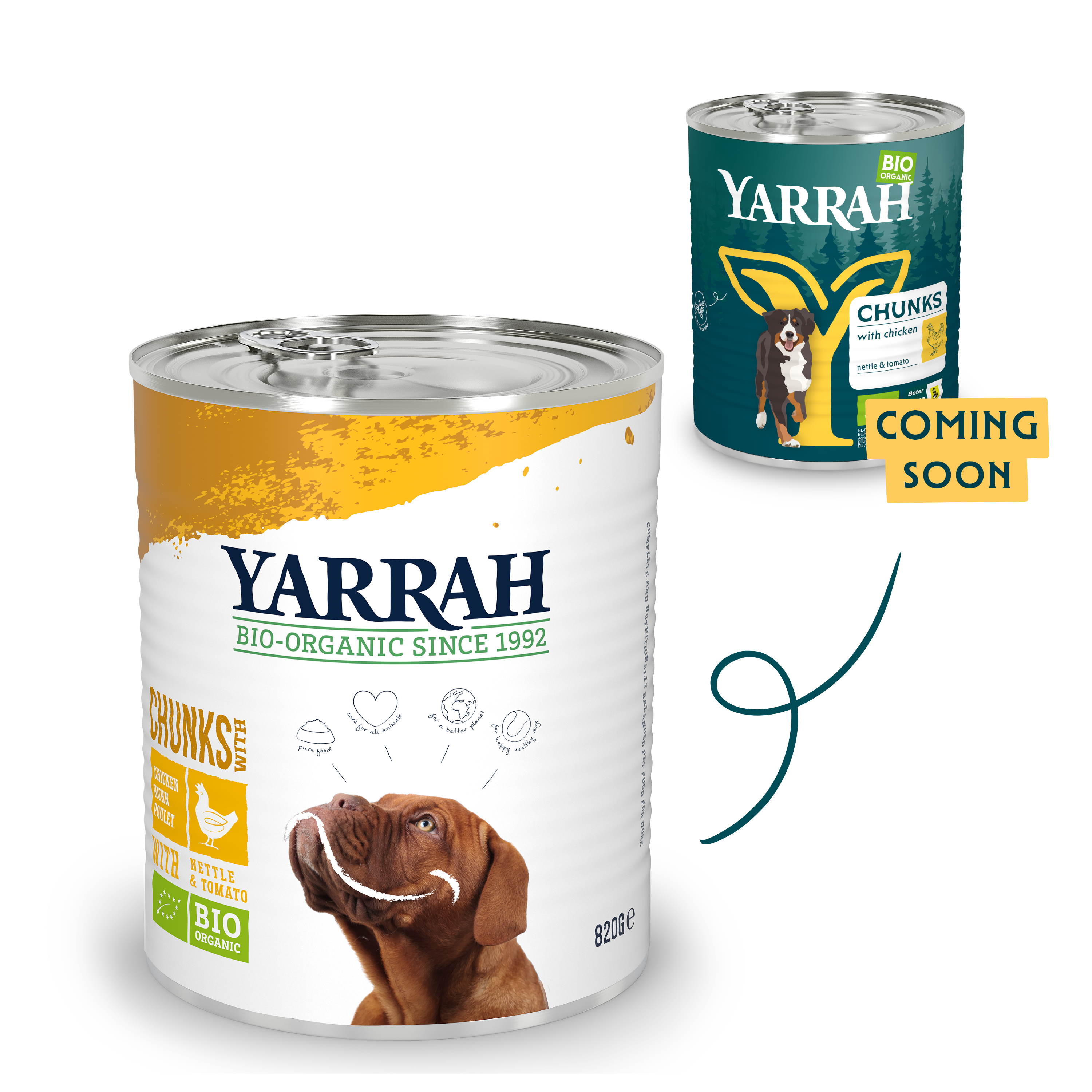 Organic dog food chunks with chicken