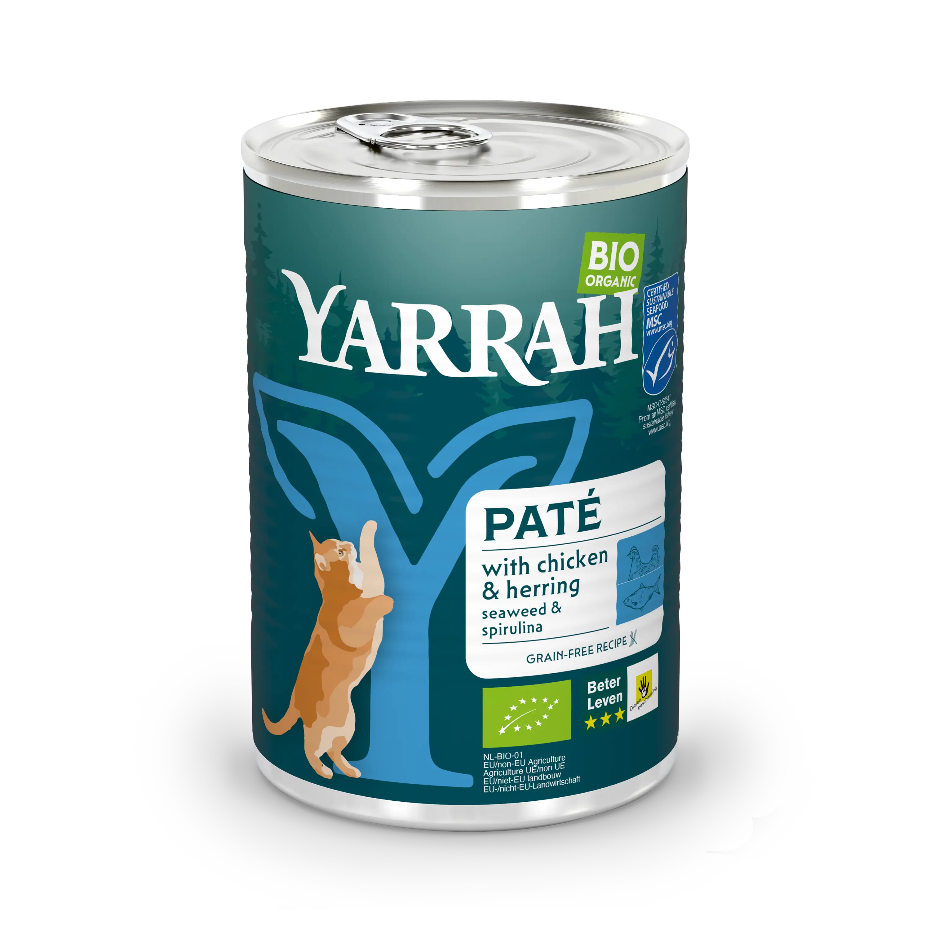 Yarrah organic cat food pate with fish in can