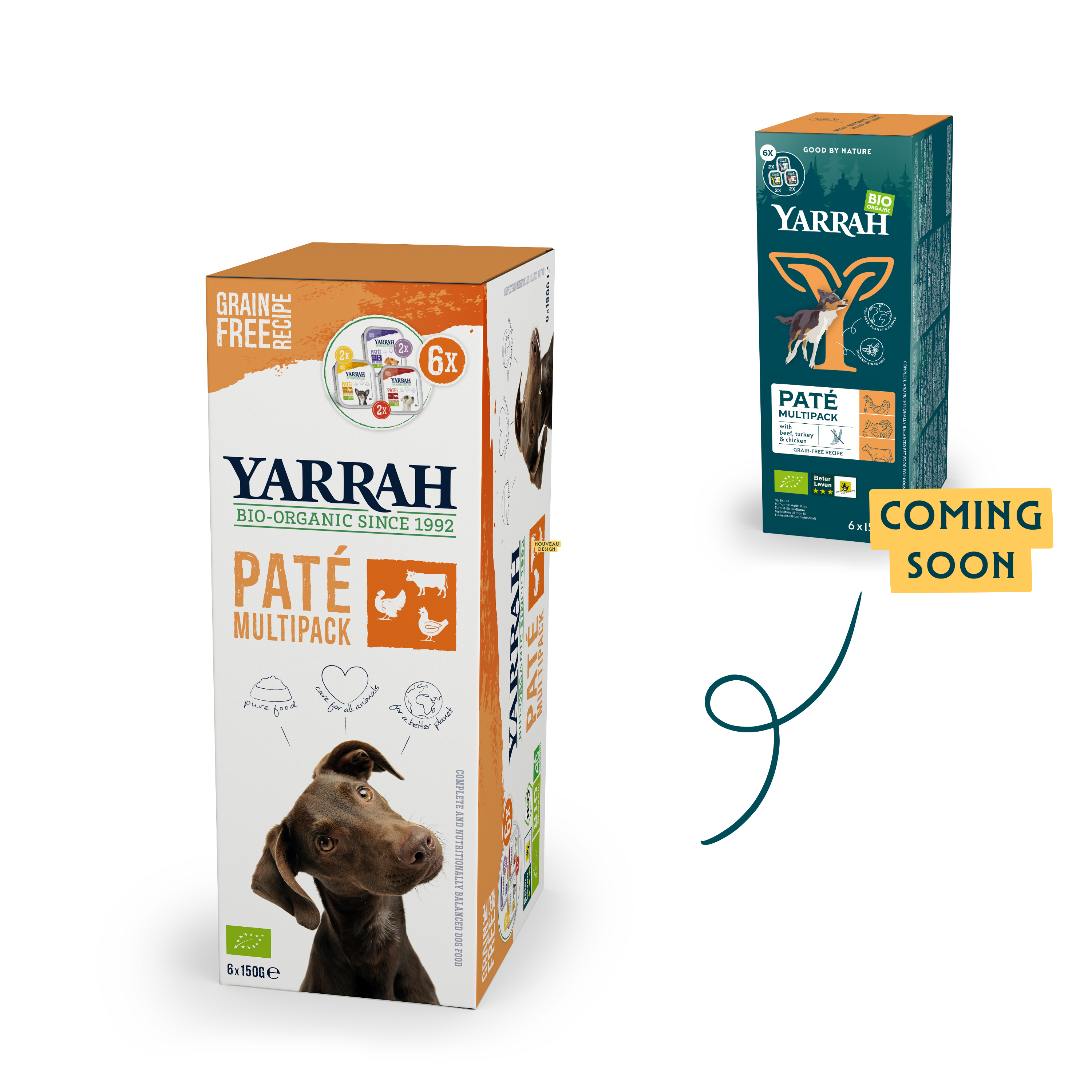 Organic dog food pâté in 3 tastes