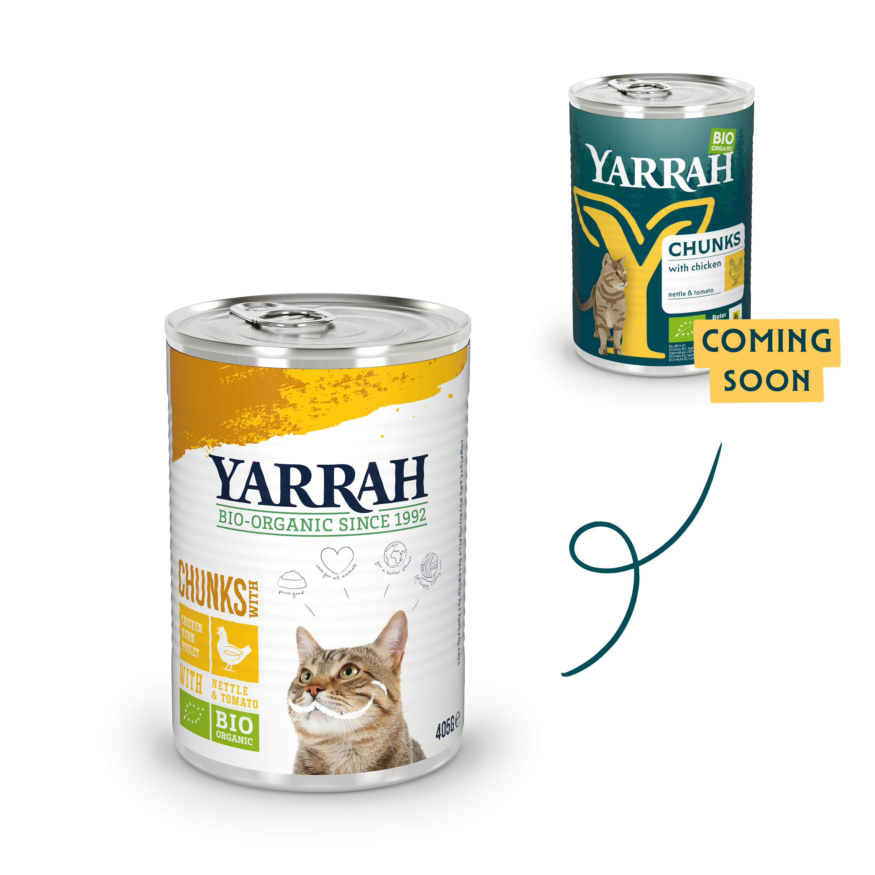 Organic cat food chunks with chicken