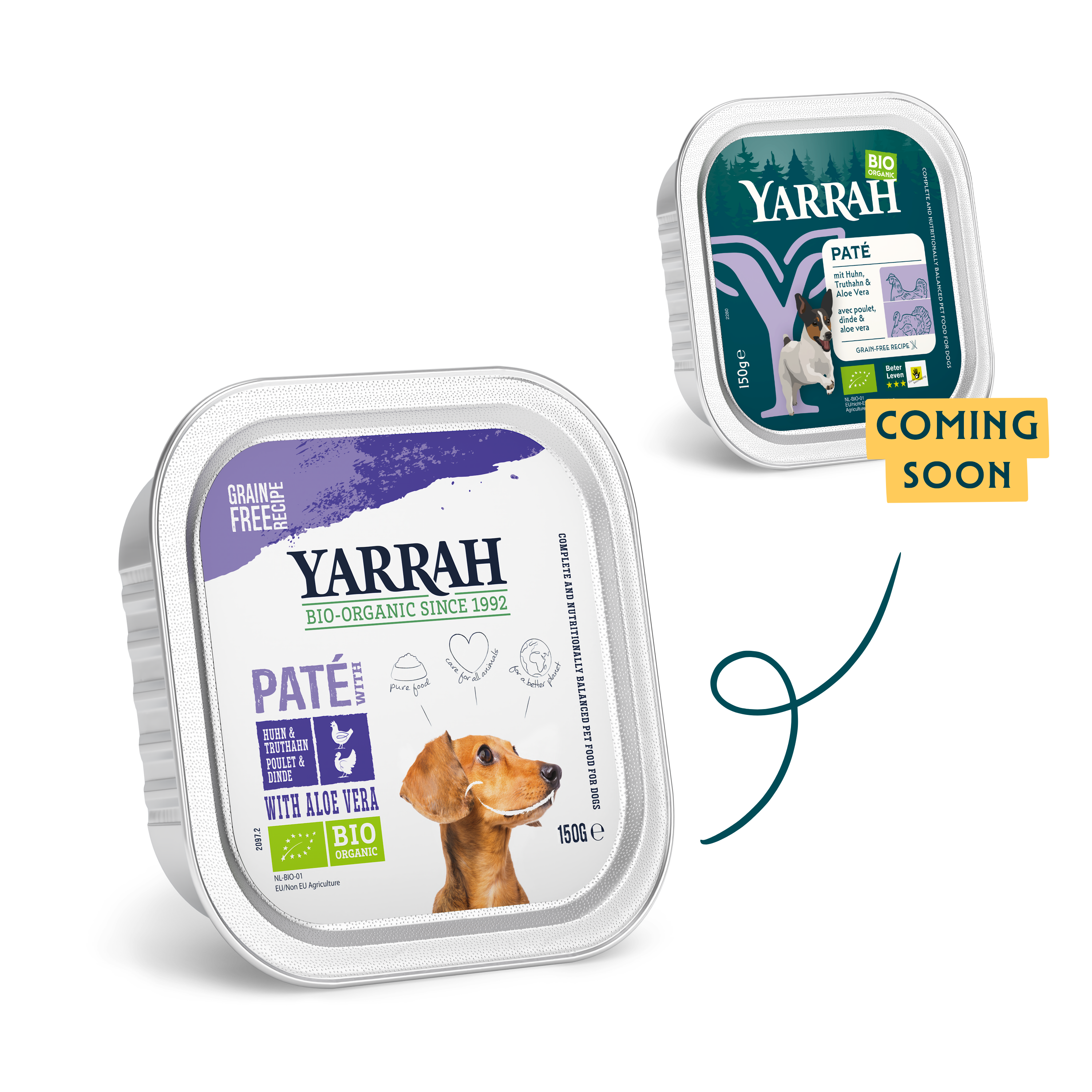 Organic dog food pâté with chicken and turkey