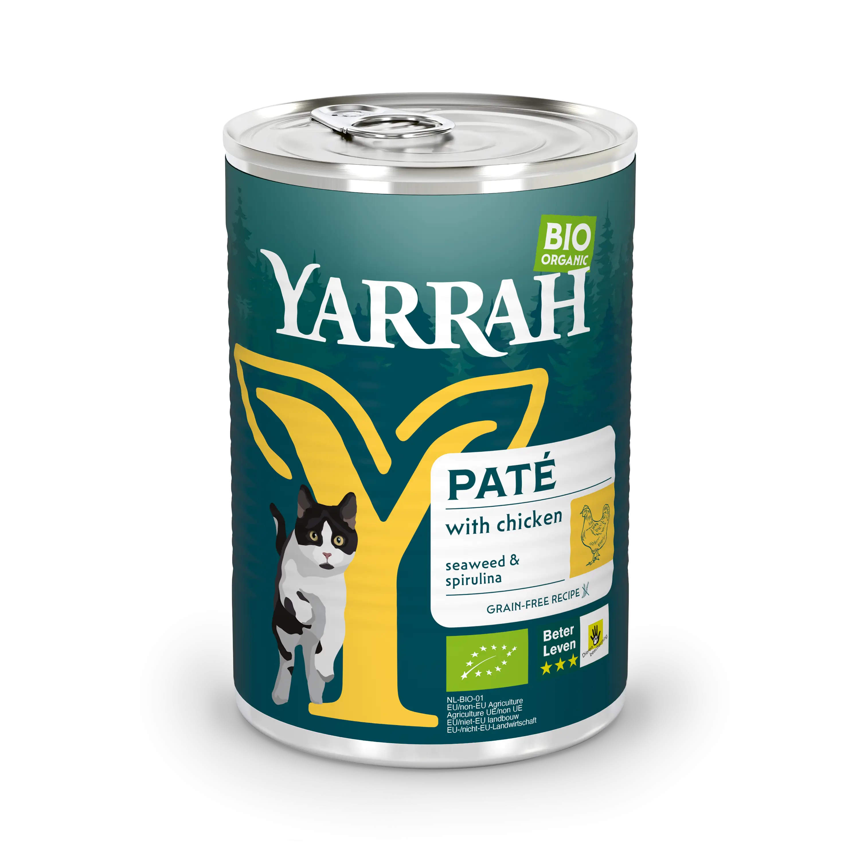 Yarrah organic cat food pate with chicken in can