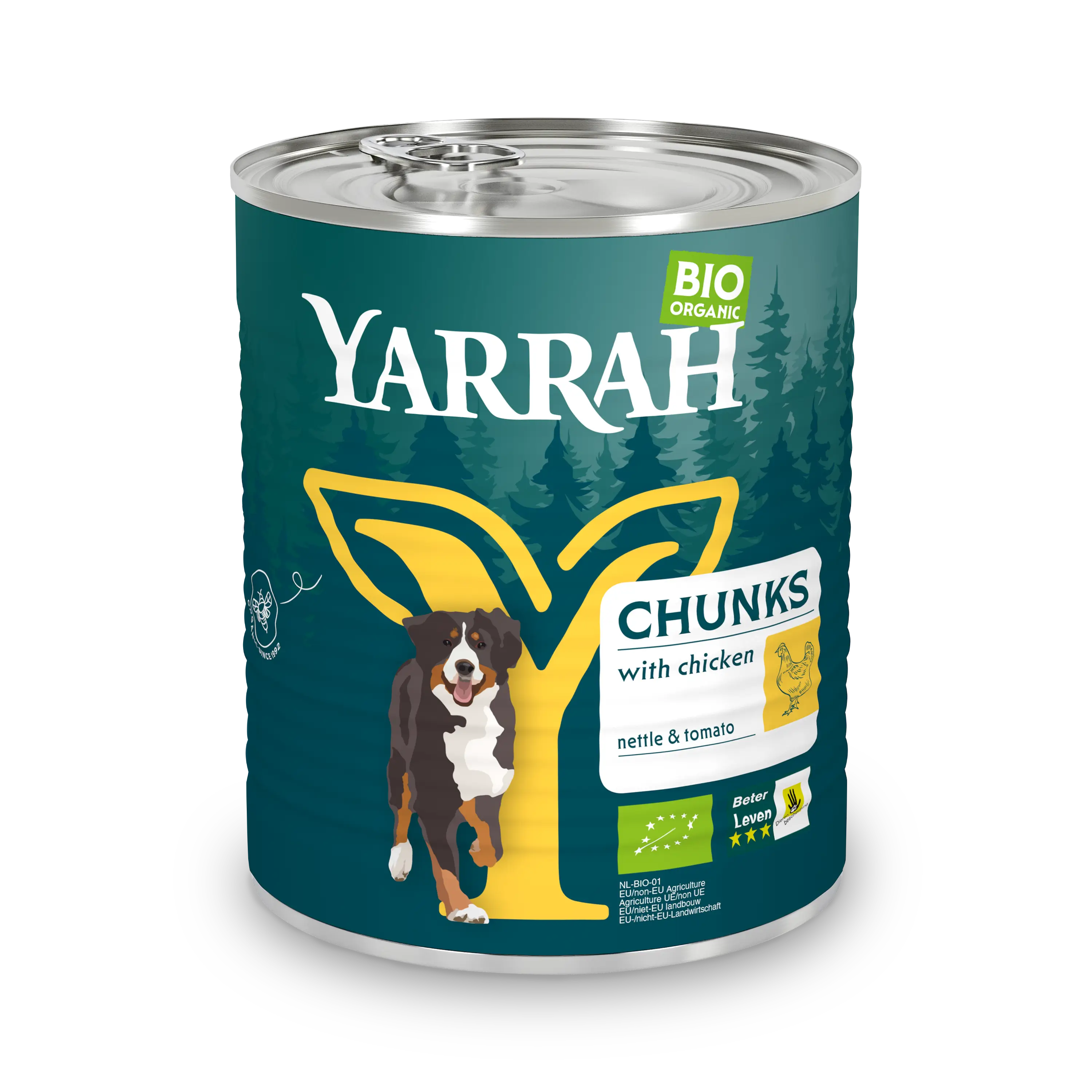 Biologisch hondenvoer chunks met kip