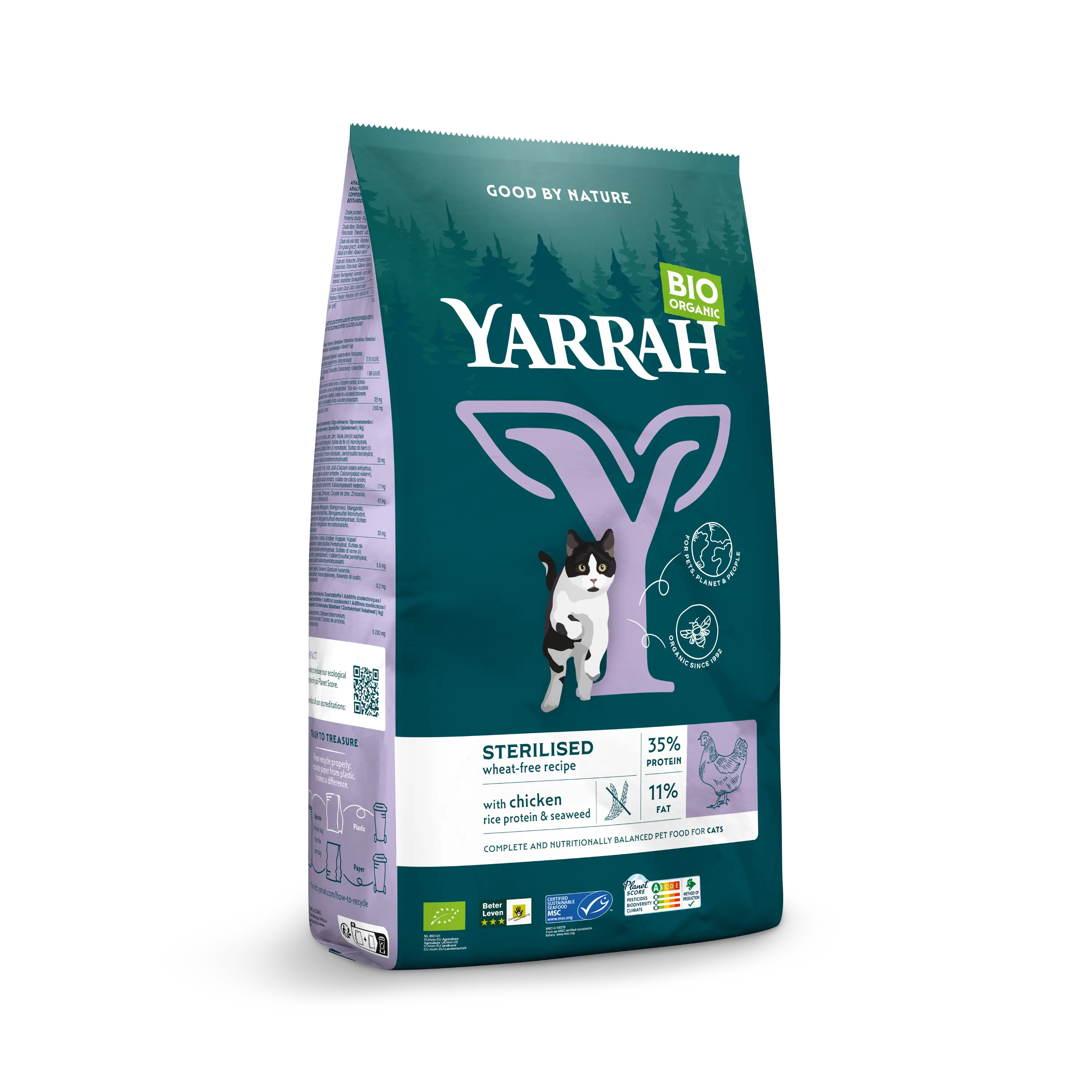 Yarrah organic cat food for sterilised cats wheat free