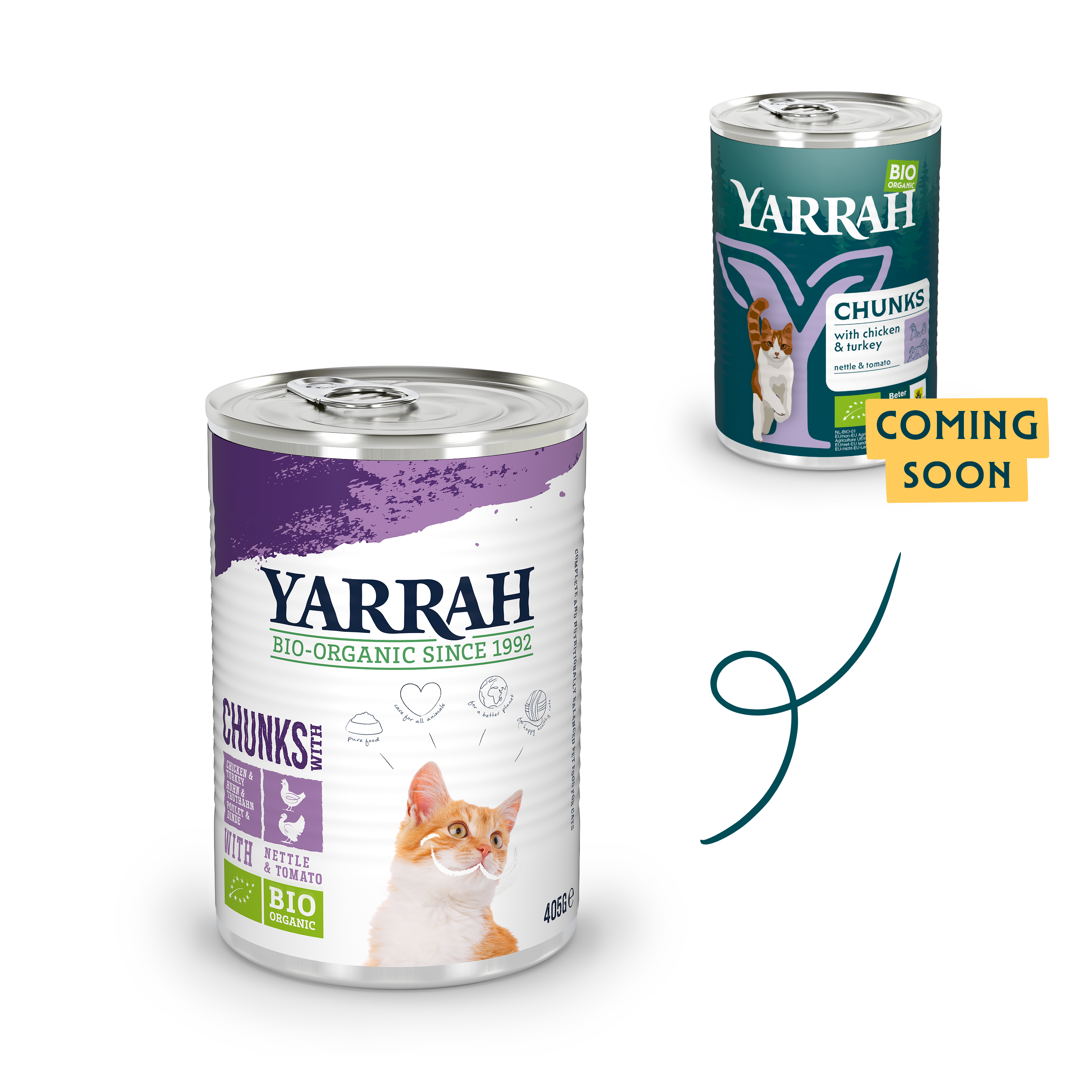 Organic cat food chunks with chicken and turkey